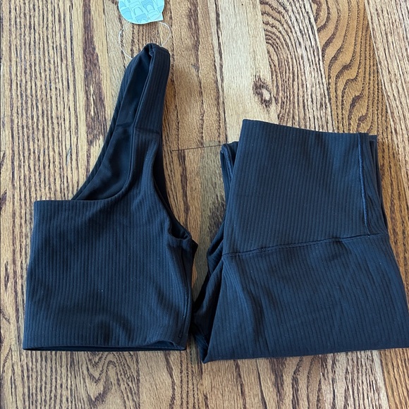 Aerie Offline Leggings Sports Bra Set Brown Ribbed NWT S - Picture 5 of 5